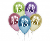 balony 18 urodziny platynowe kolorowe 5szt