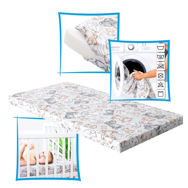 Materac do łóżeczek dziecięcych STANDARD KIDS 120x60 cm zebra i lew zdjęcie 5