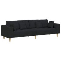 Sofa materiałowa z poduszką Czarny 208 cm tkanina