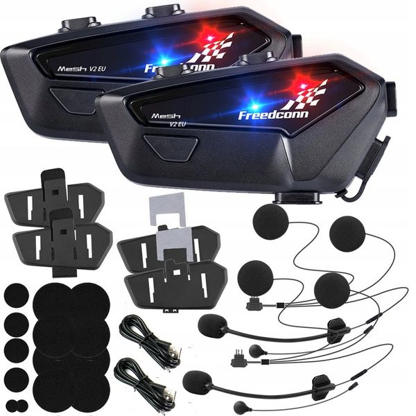 INTERKOM MOTOCYKLOWY FREEDCONN FX PRO V2 EU TRYB MESH 6 OSÓB DŹWIĘK HI-RES zdjęcie 1