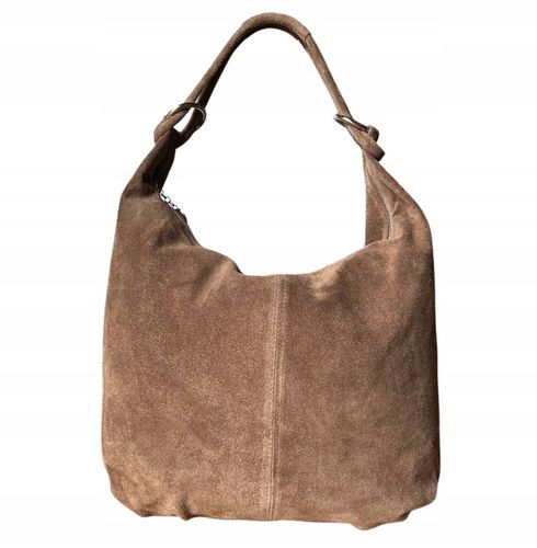 TAUPE ZAMSZOWA TOREBKA WOREK CAPPUCCINO TOREBKA ZAMSZ NATURALNY Vera Pelle na Arena.pl