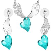 Komplet biżuterii WINGS zielone serduszka