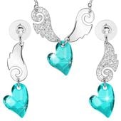 Komplet biżuterii WINGS zielone serduszka