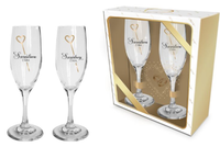 kpl 2 kieliszków do szampana SZCZĘŚLIWA Z NIM / SZCZĘŚLIWY Z NIĄ