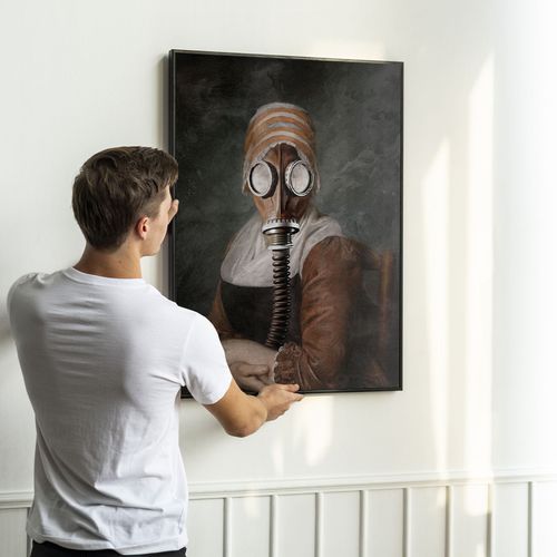 Plakat portret maska gazowa pop art 61x91 cm w czarnej ramie na Arena.pl