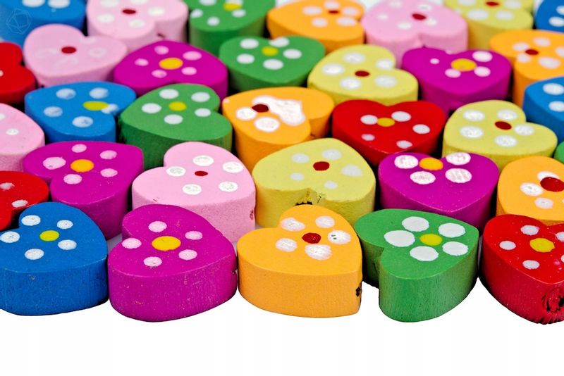 Drewniane koraliki SERCE 12mm żółty 10szt. zdjęcie 2