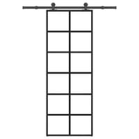 Drzwi przesuwne z osprzętem, szkło ESG i aluminium, 76x205 cm