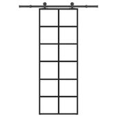 Drzwi przesuwne z osprzętem, szkło ESG i aluminium, 76x205 cm