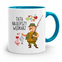 Kubek Błękitny Wędkarza Rybak Tata Najlepszy Z Nadrukiem Ze Zdjęciem