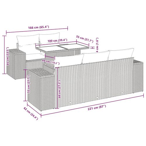 6-cz. zestaw mebli ogrodowych z poduszkami, czarny polirattan na Arena.pl