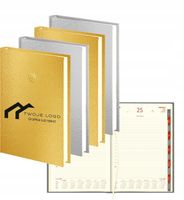 PLANER firmowy dzienny kalendarz A5 złoty srebrny 2026 Z TWOIM LOGO 50 szt