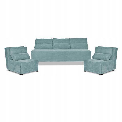 Zestaw KIMO funkcja spania sofa fotele Family Meble turkusowy Anafi sztruks na Arena.pl