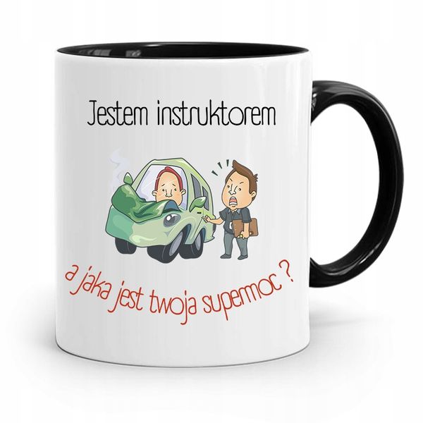 Dla Instruktora Prawa Jazdy Kubek Czarny Prezent Z Nadrukiem Ze Zdjęciem zdjęcie 1
