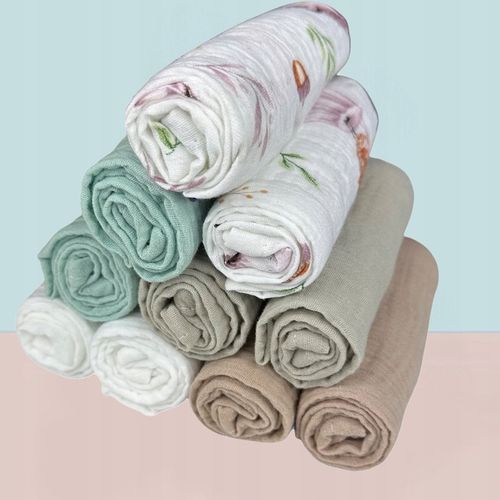 Plumeri Pieluszki muślinowe zestaw kolorów 10 szt. 50x30 cm na Arena.pl