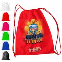 WOREK PLECAK SPORTOWY NA WF DLA DZIECI - STRAŻAK SAM + IMIĘ! BAJKA POŻAR