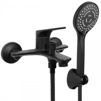 Bateria wannowa prysznicowa ścienna natryskowa czarna mat loft - Yoka