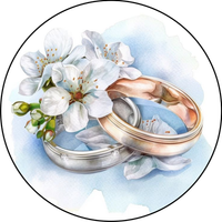 Opłatek na tort Rocznica Ślubu Ślub Młoda Para Obrączki Okazjonalny