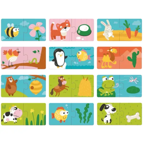 Puzzle duo 12x2 elementy. Co jedzą zwierzęta na Arena.pl