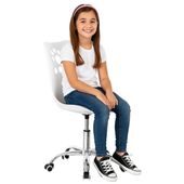 Fotel dziecięcy do biurka, obrotowe krzesło na kółkach regulowane dla dzieci do nauki, biało-szare