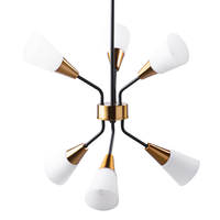 Lampa wisząca 6-punktowa szklana biało-złota AROYO VI