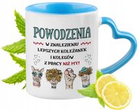 Pożegnanie Z Pracy Kubek Błękitny Z Uszkiem W Kształcie Serca Na Prezent