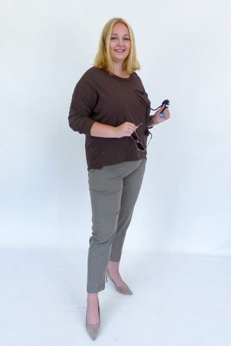 Czekoladowa Bluzka Damska z Aplikacją Serduszko UNI na Arena.pl