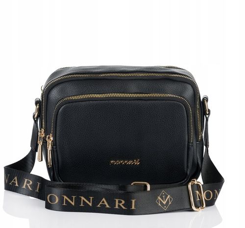 MONNARI Torebka na ramię LISTONOSZKA Pojemna DWUKOMOROWA PASEK LOGO PREMIUM na Arena.pl