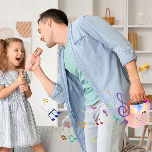 PRZENOŚNY BEZPRZEWODOWY ZESTAW KARAOKE GŁOŚNIK BLUETOOTH 2X MIKROFON RGB na Arena.pl