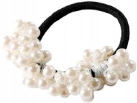 Ozdobna Gumka do włosów perełki elastyczna biała  X11_Biały