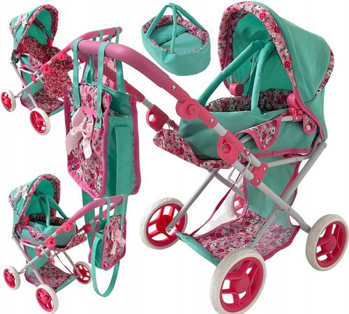 WÓZEK DLA LALEK GŁĘBOKI SPACERÓWKA GONDOLA 3w1 MarioToys TORBA POŚCIEL na Arena.pl