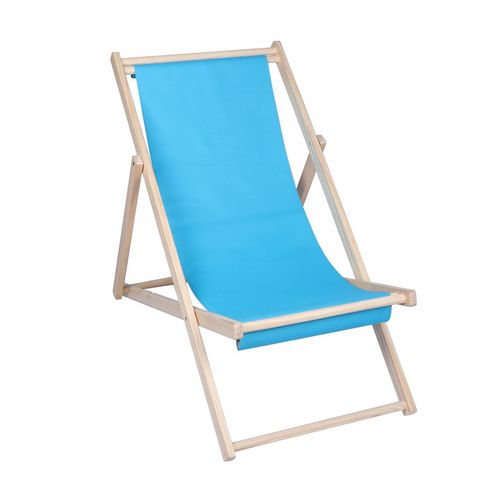 LEŻAK PLAŻOWY OGRODOWY KEMPINGOWY SKŁADANY DREWNIANY FEZ NIEBIESKI na Arena.pl