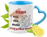 Dla Darii Kubek Błękitny Z Uszkiem W Kształcie Serca Na Prezent Z Nadrukiem
