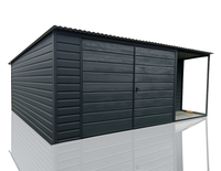 Garaż blaszany z wiatą na słupkach 5x4m ciemny grafit MAT PREMIUM