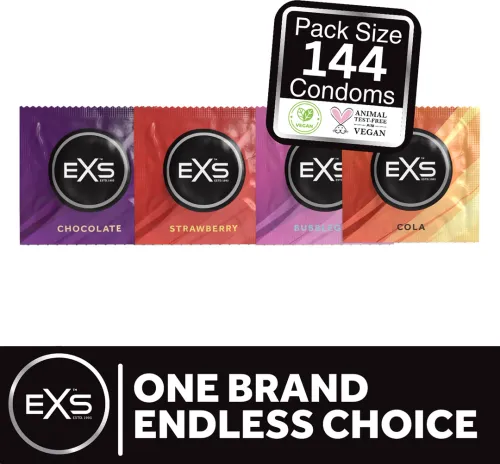 exs mix smakow prezerwatywy 144 sztuki - truskawka, czekolada, guma, cola na Arena.pl