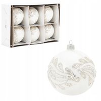 Szklane Bombki Choinkowe Zestaw 6 szt. Bombki na choinkę Biały Mat 10 cm