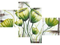 100 70CM OBRAZ 4 ELEM ZIELONE MAKI DRUK PŁÓTNO RAMA