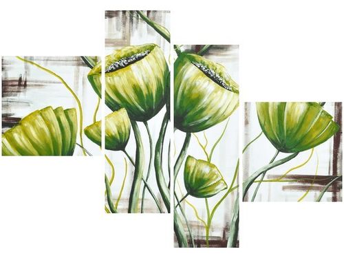 100 70CM OBRAZ 4 ELEM ZIELONE MAKI DRUK PŁÓTNO RAMA na Arena.pl