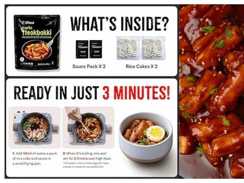 Koreańskie gotowe danie tteokbokki 2 porcje sos chilli i sos czosnkowy gotowe w 3 minuty na Arena.pl