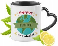 Kubek Czarny Z Uszkiem W Kształcie Serca Dla Modela Na Prezent