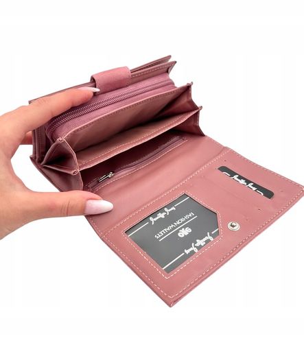 PORTFEL damski mały skórzany prezent różowy Jennifer Jones pojemny eko na Arena.pl