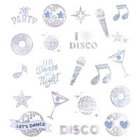 Tatuaże zmywalne srebrne Disco 21 szt.