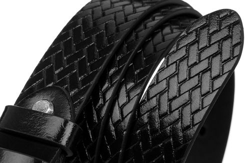 Pasek męski ze skóry naturalnej licowej z plecionym wzorem - Rovicky Długość paska 110 na Arena.pl