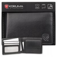 Mały Portfel Męski Skórzany na Karty Bilon Ochrona RFID / KORUMA