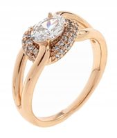 3719L Pierścionek 17,00mm złoty zaręczynowy pozłacany