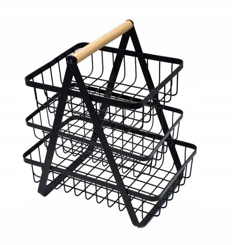 Koszyk TRZYPOZIOMOWY 3 piętrowy na owoce warzywa metalowy czarny Z na Arena.pl