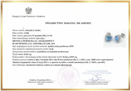 Mennica Świdnicka - Serca Zestaw Prezent na Urodziny Komplet Srebro zdjęcie 5