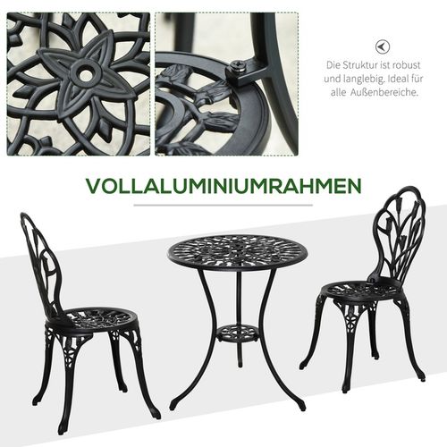 Meble Balkonowe Zestaw dla 2 Osób 1 Stół + 2 Krzesła Alu Czarny na Arena.pl