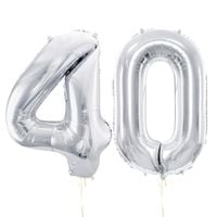 Balony foliowe liczba 40 srebrny, 86 cm