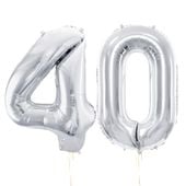 Balony foliowe liczba 40 srebrny, 86 cm