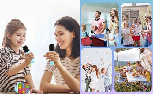 MIKROFON BEZPRZEWODOWY KARAOKE GŁOŚNIKIEM BLUETOOTH GŁOŚNIK Z KOLOROWYM LED na Arena.pl